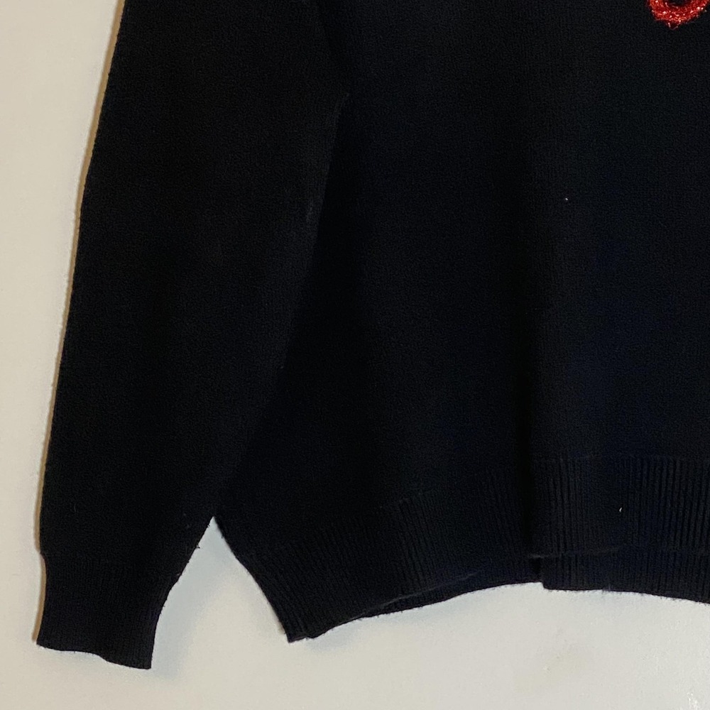 Maintstrip Sweater Womens 1XL Black Merry Christmas Ugly Shiney Pullover Garland - Picture 4 of 15